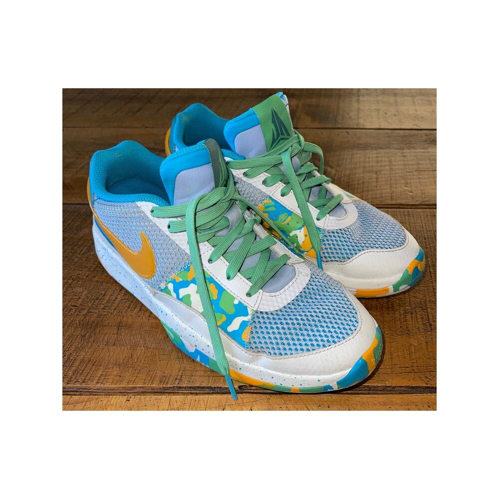 Kids Nike Blue Greeb Orange Ja 1 Water Bottle Sneakers Basketball Size 7Y